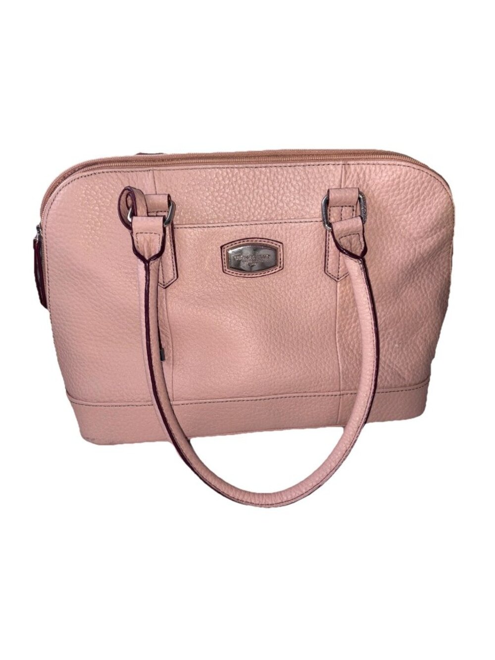 Tignanello Lt. Pink Shoulder Bag Pebbled Leather, Silver Organizer 13w x 11”h